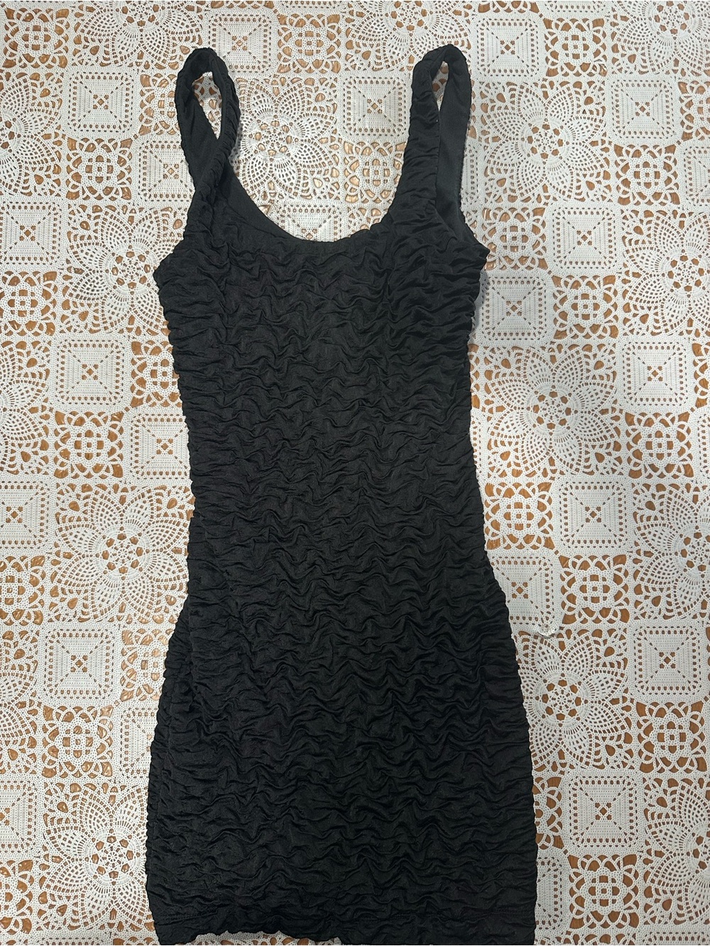 Forever 21 Black Ruched Bodycon Midi Dress Sleeveless Size Small